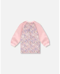 Deux par Deux Girl School Apron Lilac Cat Print - Toddler|Child