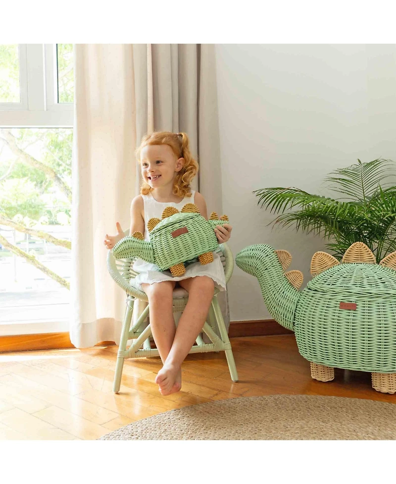 Momiji - Handcrafted Rattan Dinosaur Storage Basket - Wicker
