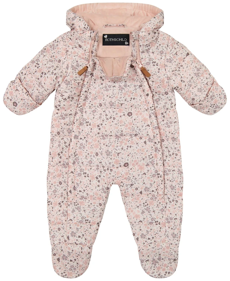 S Rothschild & Co Baby Girls Double Zip Floral Pram Snowsuit