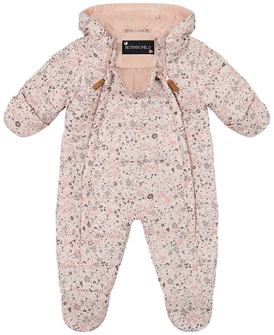 S Rothschild & Co Baby Girls Double Zip Floral Pram Snowsuit