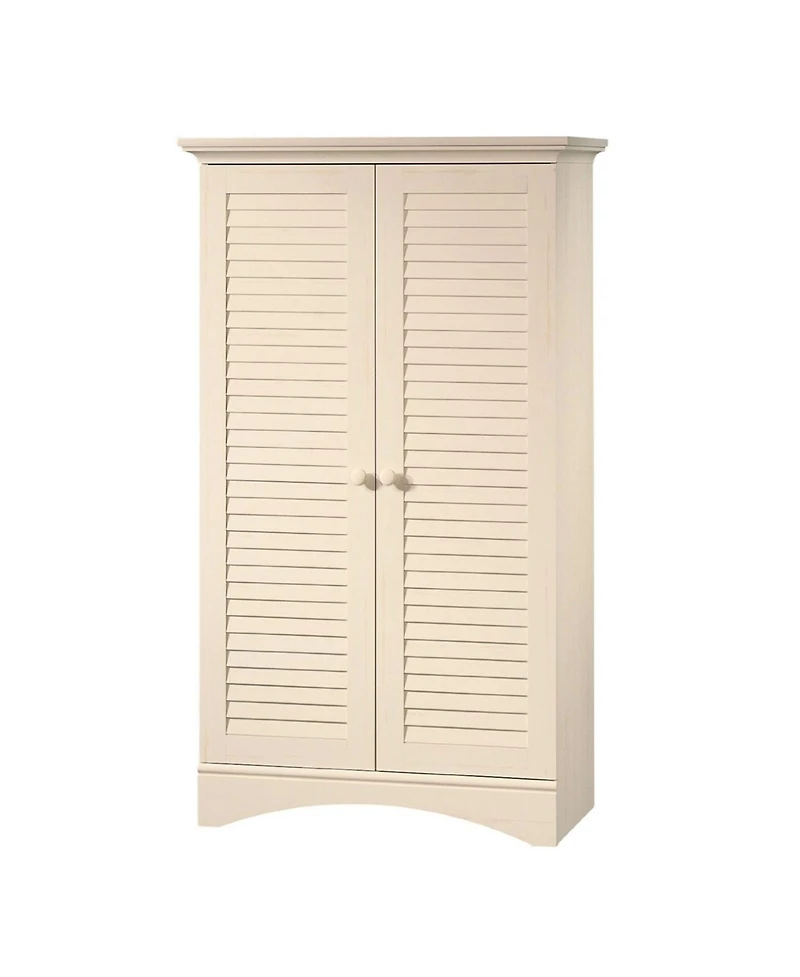 Slickblue Louvered 2-Door Storage Cabinet Armoire for Bedroom or Bathroom Organization
