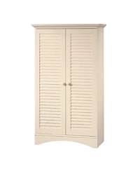 Slickblue Louvered 2-Door Storage Cabinet Armoire for Bedroom or Bathroom Organization