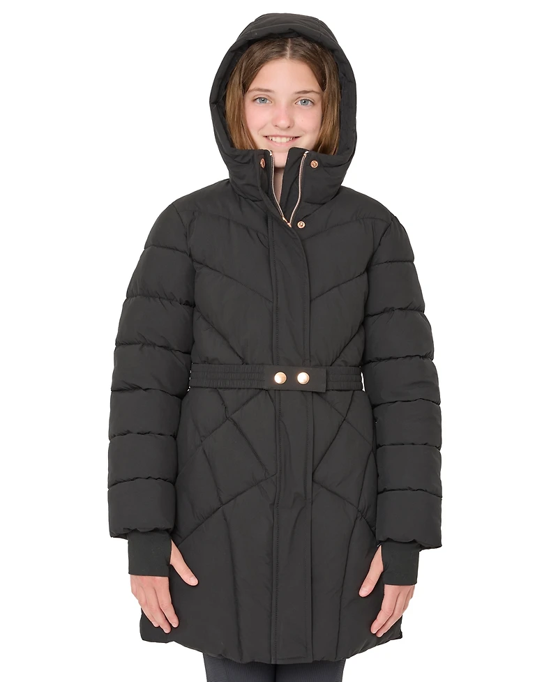 Sam Edelman Big Girls Quilted Belted Stadium Jacket