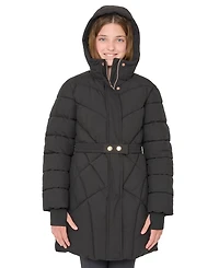 Sam Edelman Big Girls Quilted Belted Stadium Jacket