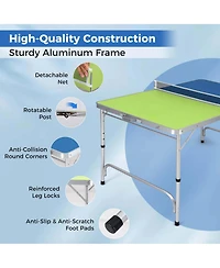 47" x 30" Mini Table Tennis Table with Adjustable Height for Indoor Outdoor