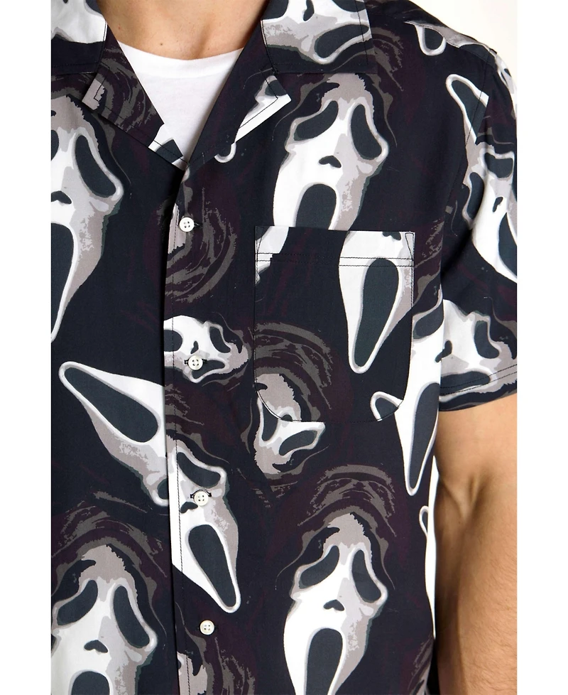 OppoSuits Men's Official GhostFace Hawaii Shirt - Halloween Themed Party Short Sleeve Multicolor