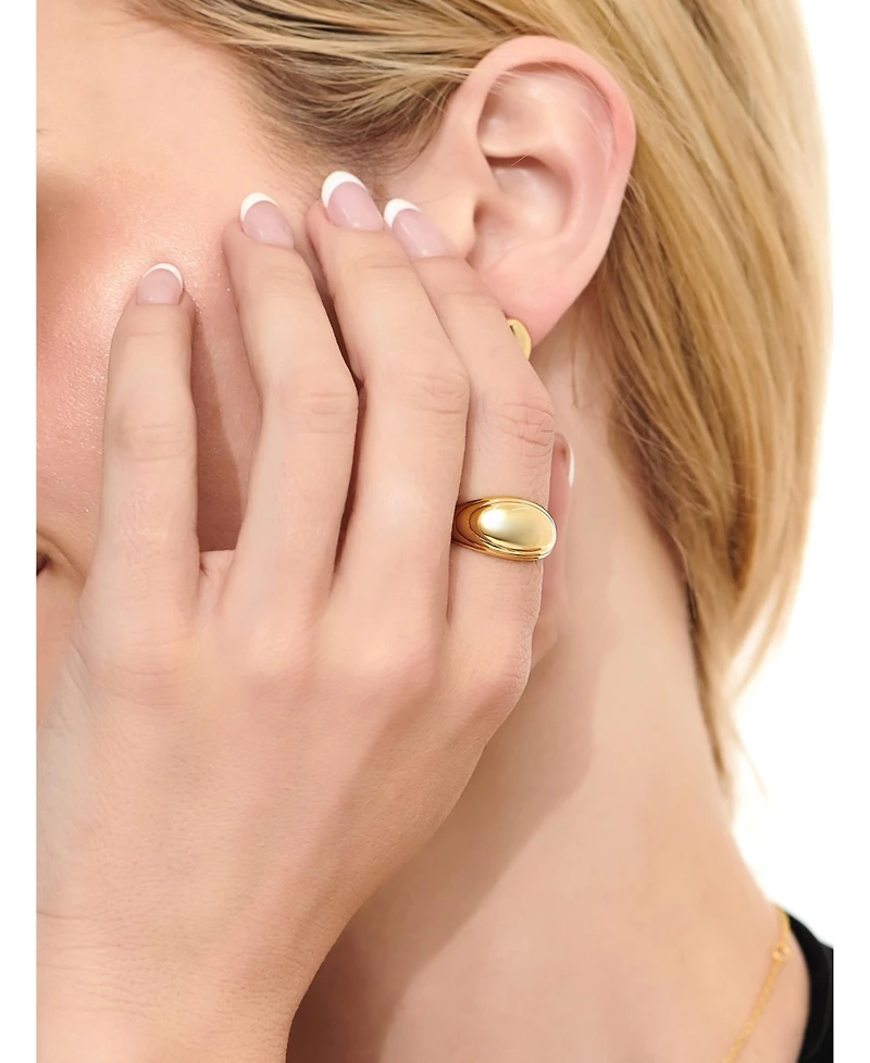 Devata Contour-lined Dome Ring Gold Plated Sterling Silver,