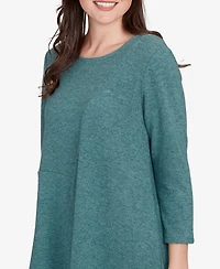 Ruby Rd. Petite Solid Spliced Cozy Knit Top
