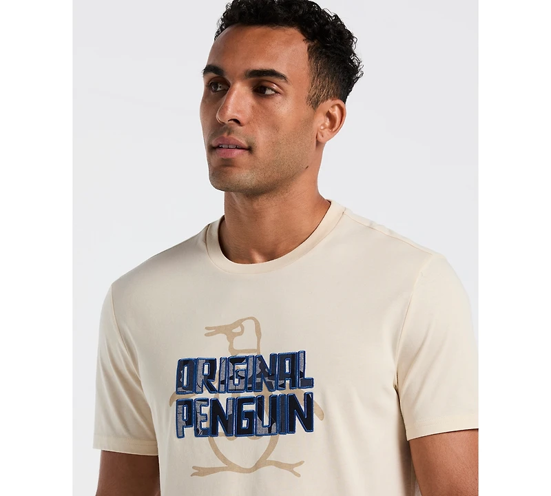 Original Penguin Men's Graphic Applique Logo Short Sleeve Jersey T-Shirt