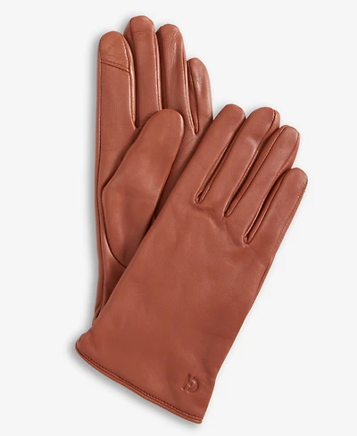 Cole Haan Leather Cashmere Blend Lined Basic Tech Tip Gloves