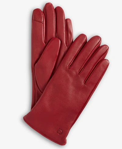 Cole Haan Leather Cashmere Blend Lined Basic Tech Tip Gloves