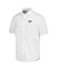 Tommy Bahama Men's White Virginia Tech Hokies Coconut Point Palm Vista IslandZone Camp Button-Up Shirt