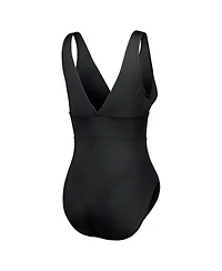 Tommy Bahama Women's Black San Francisco 49ers Palm Modern V-Neck One-Piece Swimsuit