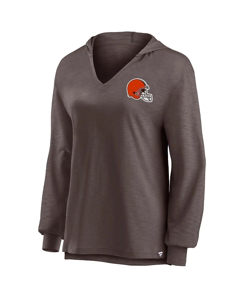 Fanatics Women's Brown Cleveland Browns Jumper V-Neck Pullover Hoodie