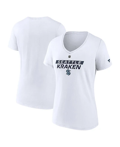 Fanatics Women's White Seattle Kraken Authentic Pro Core Primary V-Neck T-Shirt