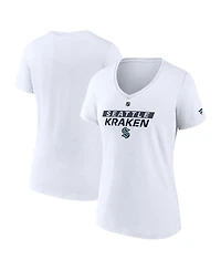 Fanatics Women's White Seattle Kraken Authentic Pro Core Primary V-Neck T-Shirt