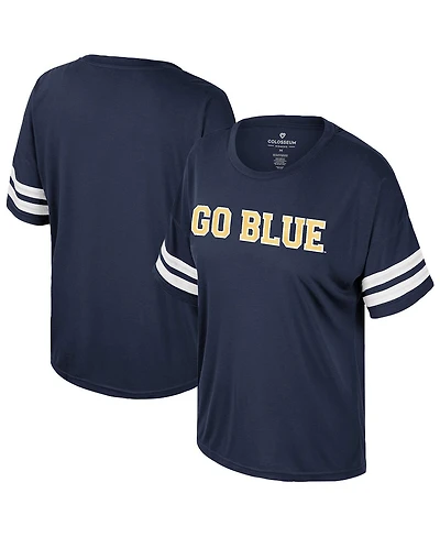 Colosseum Women's Navy Michigan Wolverines Treasure Oversized Sequin T-Shirt