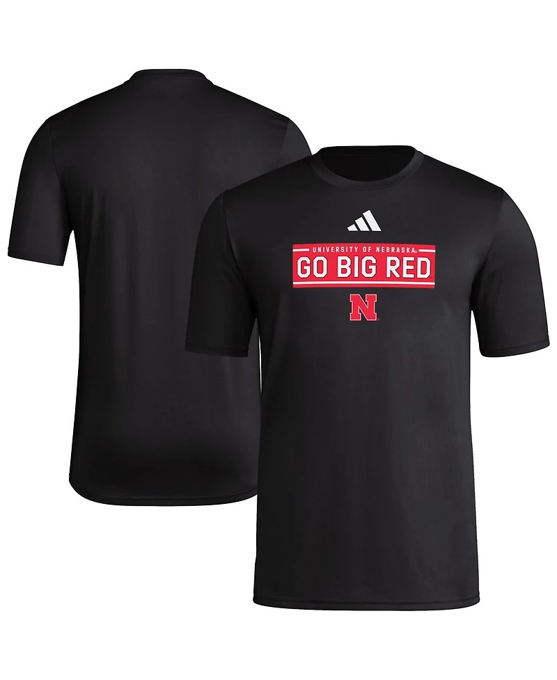 Adidas Men's Black Nebraska Huskers Locker Slogan Pre-Game T-Shirt