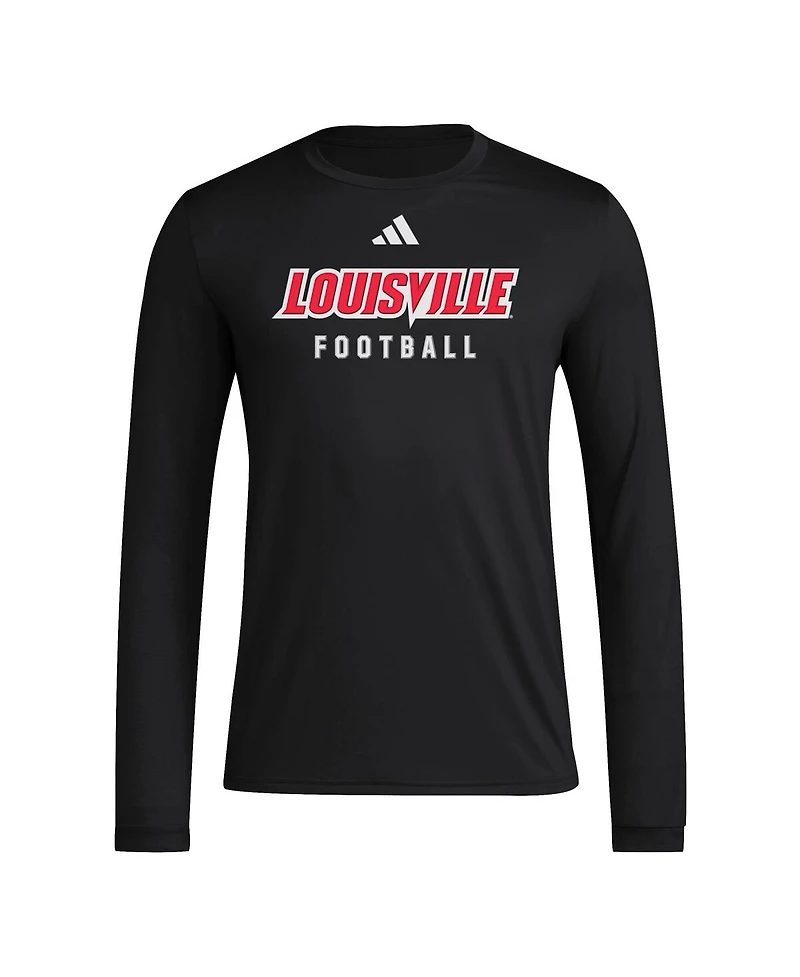 Adidas Men's Black Louisville Cardinals Locker Practice Football Pre-Game Long Sleeve T-Shirt