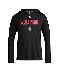 Adidas Men's Black Nc State Wolfpack 2025 Sideline Training Long Sleeve Hooded T-Shirt