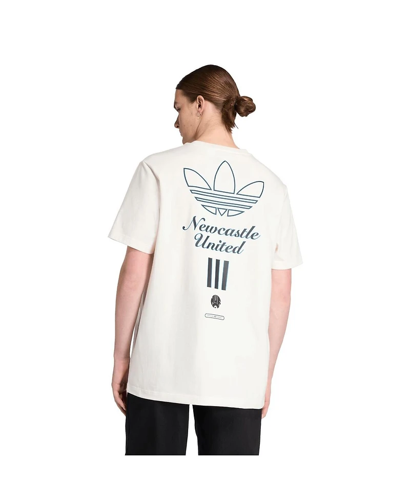 Adidas Men's White Newcastle United Terrace Icons Collection Graphic T-Shirt