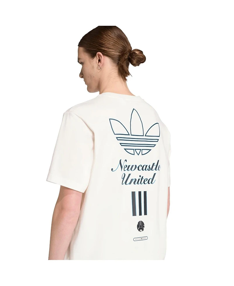 Adidas Men's White Newcastle United Terrace Icons Collection Graphic T-Shirt