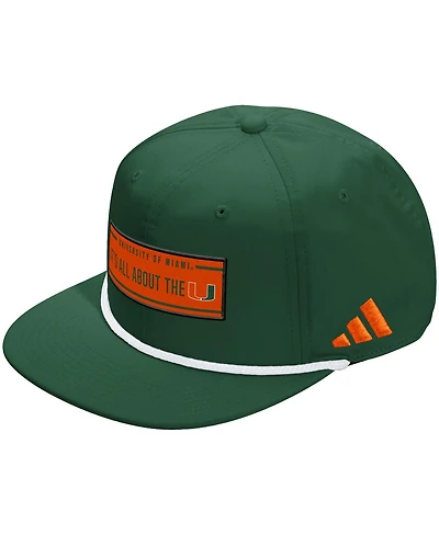 Adidas Men's and Women's Green Miami Hurricanes Locker Room Rope Adjustable Hat