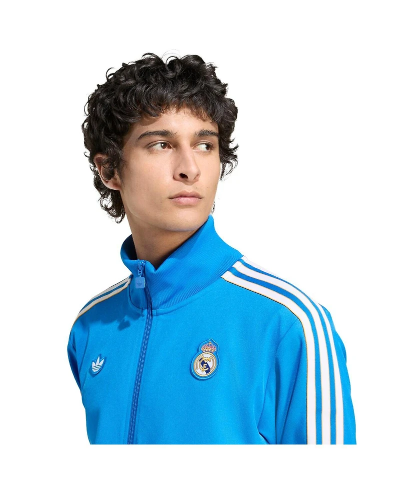 Adidas Men's Blue Real Madrid Terrace Icons Full-Zip Track Jacket