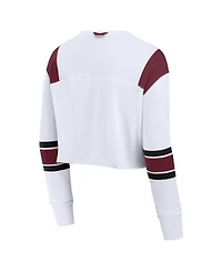 Fanatics Women's White Texas A&M Aggies Training Camp Cropped Long Sleeve V-Neck Fashion Top