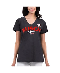 G-iii 4Her by Carl Banks Women's Black Kyle Busch Key Move V-Neck T-Shirt
