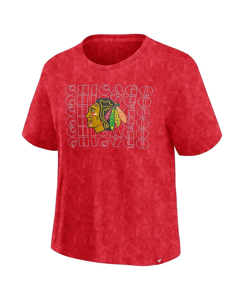 Fanatics Women's Red Chicago Blackhawks Faded Wash T-Shirt