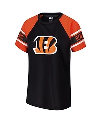 Starter Women's Black Cincinnati Bengals 1st Rounder Color Block Raglan Top