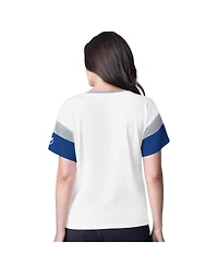 G-iii 4Her by Carl Banks Women's White Tampa Bay Lightning Rink Oversized Rhinestone V-Neck T-Shirt