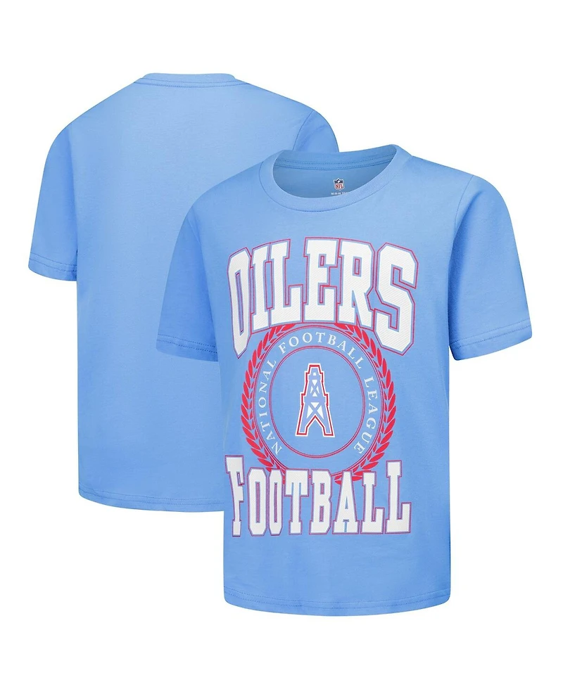 Outerstuff Big Boys and Girls Light Blue Tennessee Titans Oilers Throwback Stitched Up Retro Logo T-Shirt