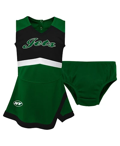 Outerstuff Girls Toddler Green New York Jets Cheer Captain Dress with Bloomers