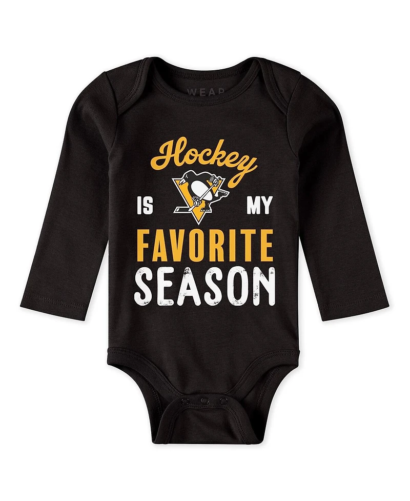Wear by Erin Andrews Baby Boys and Girls 3-Piece Pittsburgh Penguins Turn Me Around Bodysuits Pants Set