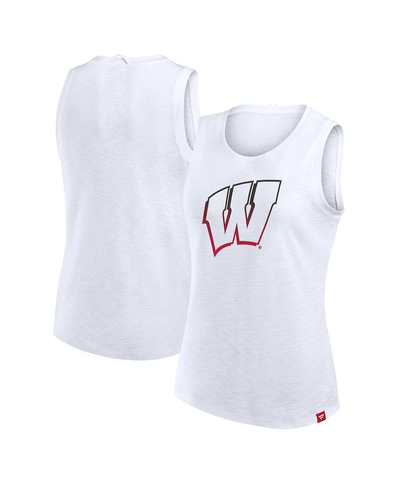 Fanatics Women's White Wisconsin Badgers Activate Slub Tank Top
