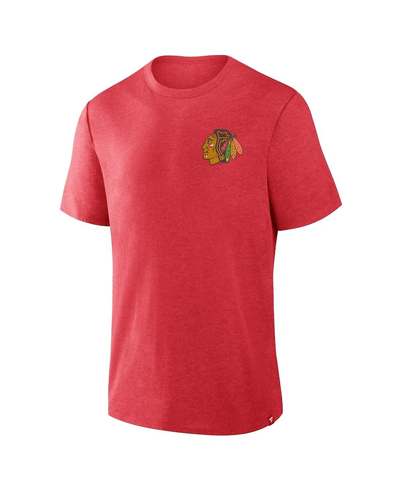 Fanatics Men's Heather Red Chicago Blackhawks Fan Lanes Tri-Blend T-Shirt