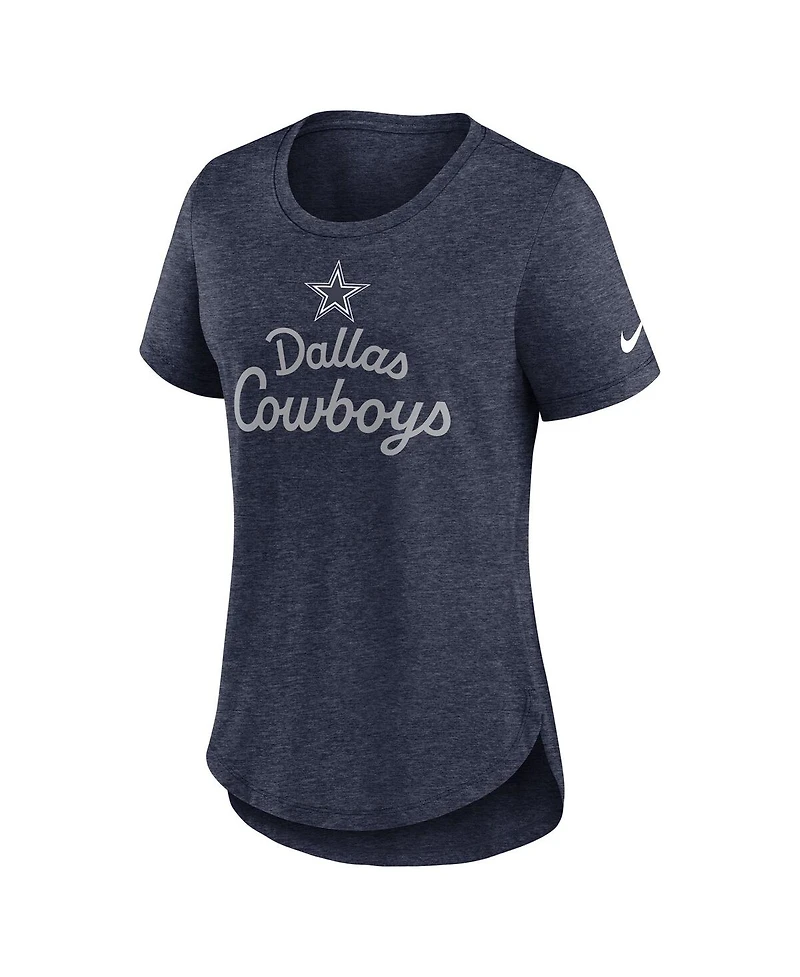 Nike Women's Heather Navy Dallas Cowboys Script Tri-Blend T-Shirt