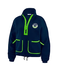 Wear by Erin Andrews Women's College Navy Seattle Seahawks Polar Fleece Half-Zip Jacket