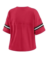Wear by Erin Andrews Women's Cardinal Arizona Cardinals Color Block Boxy Modest Crop V-Neck T-Shirt