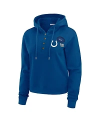 Wear by Erin Andrews Women's Blue Indianapolis Colts Waffle Hoodie Pullover Top