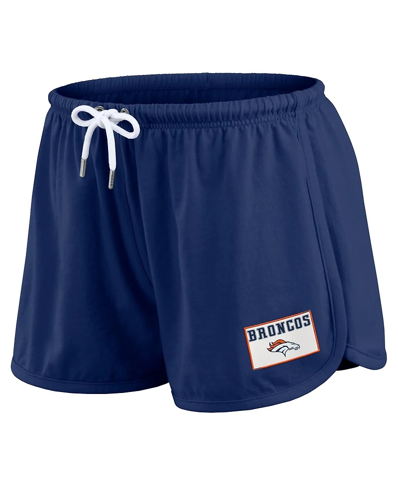Wear by Erin Andrews Women's 2-Piece Navy Denver Broncos Heavy Rugby Jersey Long Sleeve T-Shirt and Shorts Lounge Set