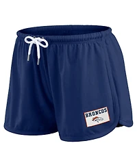 Wear by Erin Andrews Women's 2-Piece Navy Denver Broncos Heavy Rugby Jersey Long Sleeve T-Shirt and Shorts Lounge Set