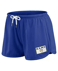 Wear by Erin Andrews Women's 2-Piece Royal Los Angeles Rams Heavy Rugby Jersey Long Sleeve T-Shirt and Shorts Lounge Set