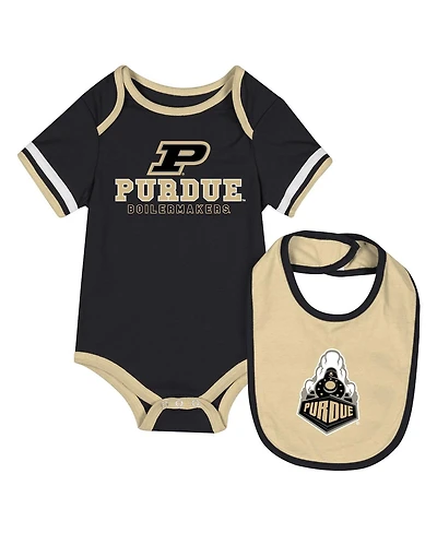 Colosseum Baby Boys and Girls 2-Piece Black Purdue Boilermakers Bodysuit Bib Set