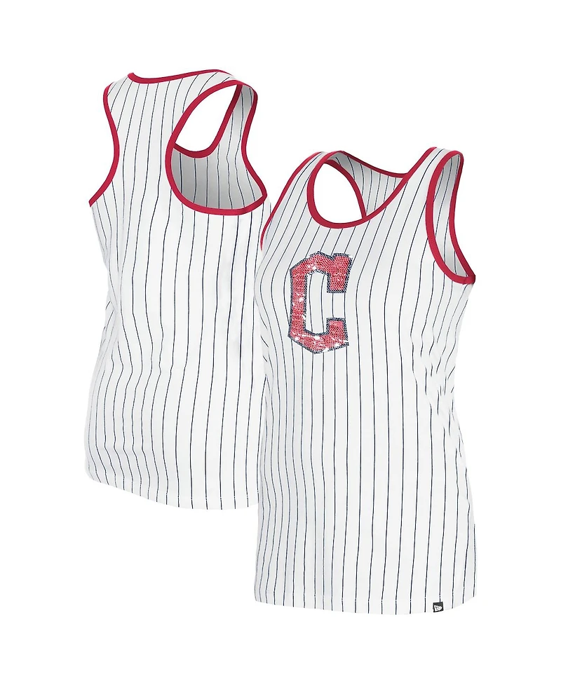 New Era Women's White Cleveland Guardians Gameday Pinstripe Tank Top