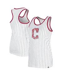 New Era Women's White Cleveland Guardians Gameday Pinstripe Tank Top