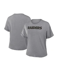 Fanatics Women's Heather Gray Las Vegas Raiders Swing Pass Tri-Blend Boxy T-Shirt