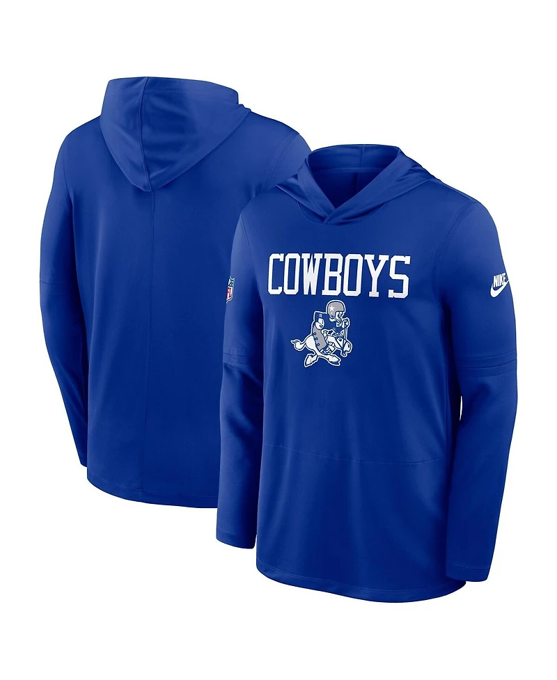 Nike Men's Royal Dallas Cowboys Sideline Alt Pack Dri-fit Lightweight Hooded T-Shirt